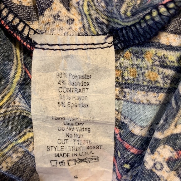 Tee For The Soul Dress, Cream w/Black Stripes & Navy Paisley Design, Small - Picture 8 of 8